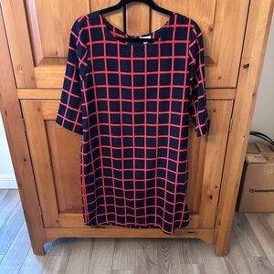 Elegant Red and Black Checkered Dress